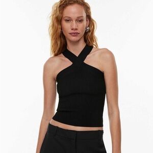 Aritzia Babaton Sculpt Knit across Cross Cropped Tank‎ Black Size Small